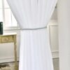 LinenZone Extra Large Sheer White Room Divider Curtains. Pair of 2 Faux Linen White Backdrop Curtain Panels for Extra Wide Windows Bay Windows or