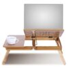 Foldable Laptop Bed Table, Bamboo Portable Adjustable Antislip Laptop Table Stand Tray with Flower Shape Hole Cooling Light, Convenient Bed Lapto
