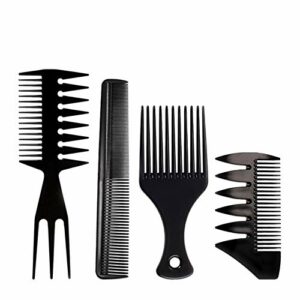 Mens Styling Comb Afro Hair Comb Hairdressing Comb Men Hair Care Set Salon Barber Brush Tool for Natural Curly Long Thick Hair StyleBlack4 Pcs