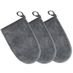 KinHwa Microfibre Face Mitts Reusable Soft Face Cloth Makeup Remover Cleansing Mitt for Face Skin with Just Water 13cmx20cm 3 Pack Grey