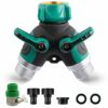 Aiglam Garden Hose Splitter, 2 Way Garden Hose Connector Water Taps Distributor 2 Way Tap Manifold with Regulable and Lockable Rubberized Grip