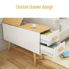 oiakus Sofa Side Table Wood Side Night Stand Table with Double Drawer Nordic Coffee Table Storage Table Save Space Multifunction Locker Lamp Tabl