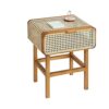 Aitao Nightstands Set of 2 with Rattan Drawer Modern Night Stand for Bedrooms Wooden Bedside Table Side Table for Small Place Living Room and Bed