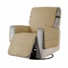 subrtex Quilted Sofa Cover Reversible Sofa Protector 3 Seaters Armchair Cover with Adjustable Elastic Straps, Side Storage Pocket (Sofa,Sand) (So