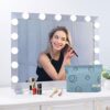 TSHAOUN Travel toiletries Makeup Bag Smile Printing Corduroy Toiletry BagMakeup Organiser Bag Mini Cosmetic Bag for Women Girls Blue