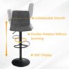 PHIVILLA Modern Bar Stools Set of 2, Barstools with Backrest, Adjustable Swivel Gas Lift, Pu Leather Bar Stool for Breakfast Bar, Counter, Kitche
