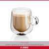 Judge JDG35 Double Walled Glass Coffee Cups with Handle, Set of 2 Hollow Vacuum Sealed, Hand Made, Heat Resistant, Dishwasher Safe, 275ml Latte C