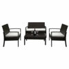 2pcs Arm Chairs 1pc Love Seat  Tempered Glass Coffee Table Rattan Sofa Set Brown Gradient