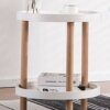 MKJLSD TablesCoffee Table Side Table Nightstand Corner Table Solid DoubleDecker Round Side Living Room Sofa Side Table Mobile