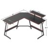 CubiCubi Corner Gaming Computer Desk - 128 x 128 cm L-Shaped Table with LED Ribbon and Screen Stand, Headset Hook for Study, Play, Work, Bedroom,