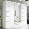 RAC3 Race to Road Stylish Bedroom Sliding Wardrobe with Lamp - Ample Storage Space and Sleek Design comes in White/Grey/Black/Oak and Width 150cm