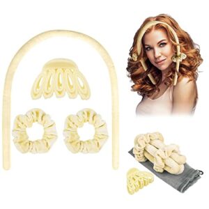 Heatless Curlers Headband Upgraded Cellucotton Women Hair CurlersNo Heat Soft  Comfortable Sleep Velvet Heatless Curlers Adjustable Wave Heatless