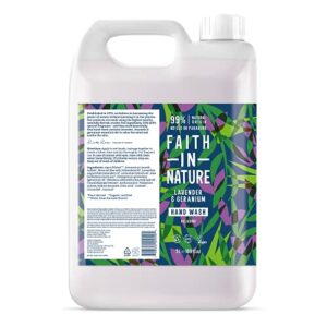 Faith In Nature Natural Lavender and Geranium Hand Wash Nourishing Vegan and Cruelty Free No SLS or Parabens 5 L Refill Pack