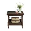 KIZQYN Side Table 23.6 Square Side Table in Black Walnut Wooden Rustic End Side Table 2 Tier Square Small Coffee Table Sofa Side Table Nightstand