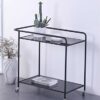 CSQingDesk 2tier Glass Coffee Table Rectangular Storage Cart Home Living Room Cafe Hotel Dining Car Home Sofa Side Table With WheelsSize71  38  6