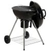 George Foreman Portable Charcoal BBQ Round Kettle 47 cm, Adjustable Vent, Integrated Thermometer, Charcoal Barbecue, Stand & 2 Wheels with Chrome