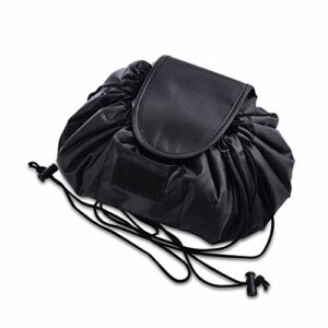 MUXItrade Lazy Drawstring Make up Bag Portable Large Travel Cosmetic Bag Pouch Travel Makeup Pouch Storage Organiser For Women Girl Black