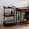 LiuzheZ Sofa Side Table Vintage Bedside Table Narrow Industrial End Table With 3 Tier Open Shelves And Wheels Wooden Look Mobile Table For Bedroo