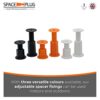 Space-Plug Adjustable Spacer Fixings (Regular Size for 30-50mm Gaps), 25 Pack of Black Spacers, Professional & DIY use for Kitchen, Bedroom, Bath