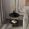 XJZKA Side Table Console Side Table SlateConcrete 2Tier End Accent Table with Storage Shelf Modern Furniture for Living Room Bedroom Balcony Fami