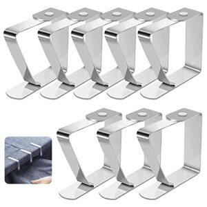 jadeseal 8 pcs Tablecloth Clips, Stainless Steel Table Cover Clamps, Tablecloth Holders, Silver Table Cloth Clips, Anti-Rust Holders for Patios,