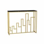 80CM Marble Console Tables Living Room Corridor Entry Table Gold Metal Frame And White Desktop Side End TableSize80  35  75CMColorblack