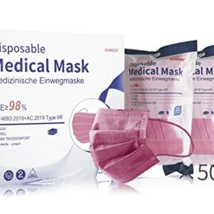 Medical Disposable Face Mask Type IIR 50 Units Rose CE Certified BFE 98 EN 146832019AC2019