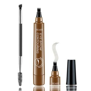 Microblading Eyebrow Pen with Double Ended Brow Brush Waterproof Eyebrow Pencil Longlasting Smudgeproof Brow Pen Makeup Cosmetic Tool Naturally D