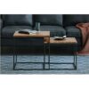 Wood and Metal Side Table Compact Square Coffee Tables Industrial Nesting End Tables Living Room Accent Sofa Tables Home FurnitureSize5055CM