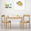 Ikea LATT-Children-s Table with 2 Chairs, White, Pine, Beige