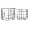 LXXSH 2pcs Living Room Storage Side Table Set Coffee Table with Metal Basket and Wood Tabletop Color  Picture color Size  One size