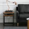 Wood and Metal Side Table Compact Square Coffee Tables Industrial Nesting End Tables Living Room Accent Sofa Tables Home FurnitureSize5055CM