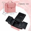 Vanity Case Makeup Storage Box Organiser Travel Train Case Luggage Makeup Case Make Up Beauty Box with Shoulder Strap Large Size27.5x19.5x24.5cm