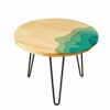 HANSHAN Side Tables Side Table Solid Wood Round Table Coffee Table 3 Legs Metal Bracket Sofa Living Room Balcony Snack Table Leisure Table 23.6x1