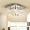 diisunbihuo Mini Crystal Chandelier Big Crystal Ceiling Lamp Square LED Pendant Light for Hallway Stairecase (Warm White)