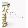 Modern Small Table Round Metal Dining Table Side Table Creative Small Coffee Table Round Tempered Glass Countertop Spiral Design Living room and