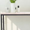 MUYUANSU Tall Sofa Side Tables Compact Console Table Modern Entryway Table with Wooden Top Iron StandHallway Table for Living Room DecorSize106