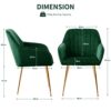 CHUN YI Adjustable height for Durable Chrome Stool Legs Armrests to lean on Ergonomic Design with High Density Foam Cushions Dining Chairs(2,Gree