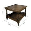 KIZQYN Side Table 23.6 Square Side Table in Black Walnut Wooden Rustic End Side Table 2 Tier Square Small Coffee Table Sofa Side Table Nightstand