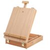 DEAYOU Wood Tabletop Easel Storage Box, Beechwood Portable Sketchbox for Painting, Wooden Desktop Adjustable Drawing Easel Case for Art Supplies,