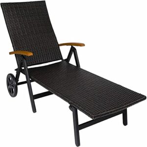 LIYING Rattan Sun Lounger Beach Chair Adjustable Deck Chair Folding Loungers for Patios Backyards Gardens Pools Outdoor Furniture Color  A Size