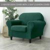 SYLC 2 Pieces Armchair Sofa Cover, Sofa Slipcover 1 Seater with 1 Separate Seat Cushion Cover, Furniture Protector Collection Split Set Stretch V