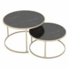 Tea Table for Living Room Bedroom Coffee Table Set of 2Stacking Side or End for Living Room Home and Office Faux Marble table Color  White Size