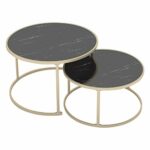 Tea Table for Living Room Bedroom Coffee Table Set of 2Stacking Side or End for Living Room Home and Office Faux Marble table Color  White Size