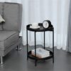 NA Side Table Wrought Iron Doublelayer Small Coffee Table Small Round Table Living Room Mini Sofa Round Small Side Table Color  B Size