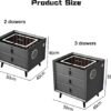 BAUBUY Smart Led Nightstand with 23 Drawers UsbWireless Charging Port and Fingerprint Lock Bluetooth Speaker Small Side Table for Bedroom Living