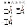 Modern Round Marble High Table Pink Counter Cocktail Table with Strong Metal Frame Easy to Assemble Suitable for Living Room Coffee Shop Height 7