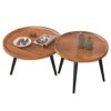 JKGHK Nesting Coffee Table Wood RoundModern Accent Sofa Side End TablesCreative Coffee TablesNightstand Set Of 2 With Adjustable Foot Pad For Liv
