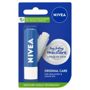 NIVEA Lip Balm Original Care 4.8g Protective Lip Moisturiser with Shea Butter and Natural Oils Caring Lip Balm for 24h Moisture Care MeltIn Lip C