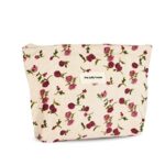 Fycyko Canvas Cosmetic Bag Rose Flower Printing Corduroy Toiletry Bag Handbag Small Pouch Purse Zipper Pencil Case Toiletry Organizer Storage Bea